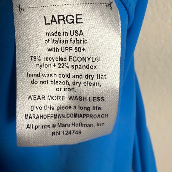 Mara Hoffman Lydia Solid Blue High Waisted Bikini Swimsuit Bottoms Size L - Picture 11 of 11